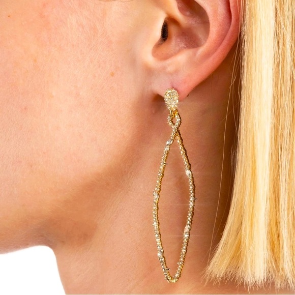 Alexis Bittar Jewelry - ALEXIS BITTAR Twisted Linear Pave’ Post Crystal Elongated Earrings
